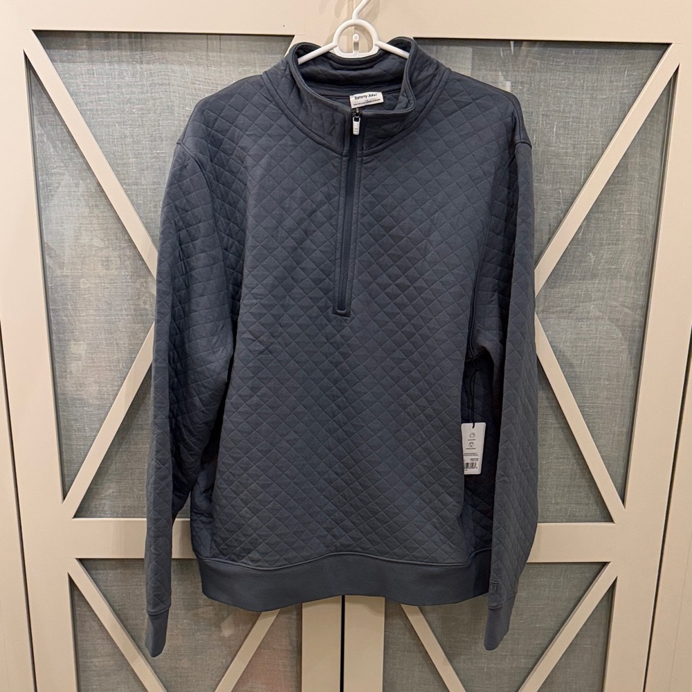 Tommy John Men's Quilted Zip-Up Sweater - Dark Gray